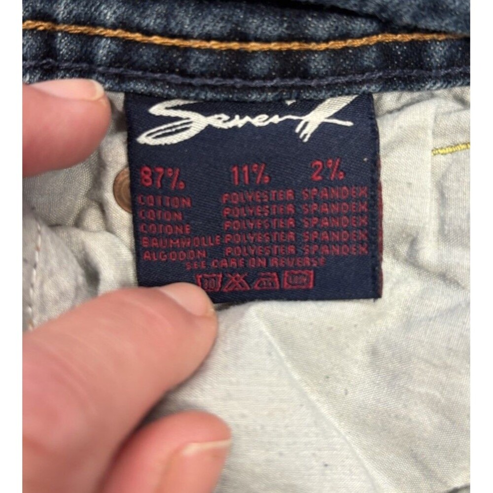 VTG Seven7 Size 29x31 Low Rise Flare Jeans Embroidered Pockets Denim Y2K - Picture 9 of 11